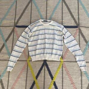 White and Blue Crew Neck Sweater